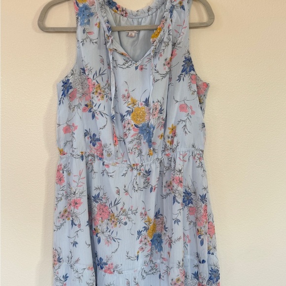 Floral Sleeveless Dress - Blue and Orange - Picture 7 of 9